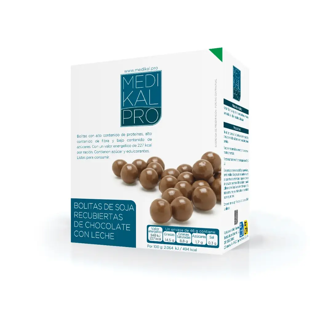 Bolitas de soja recubiertas de chocolate con leche (4 uds)